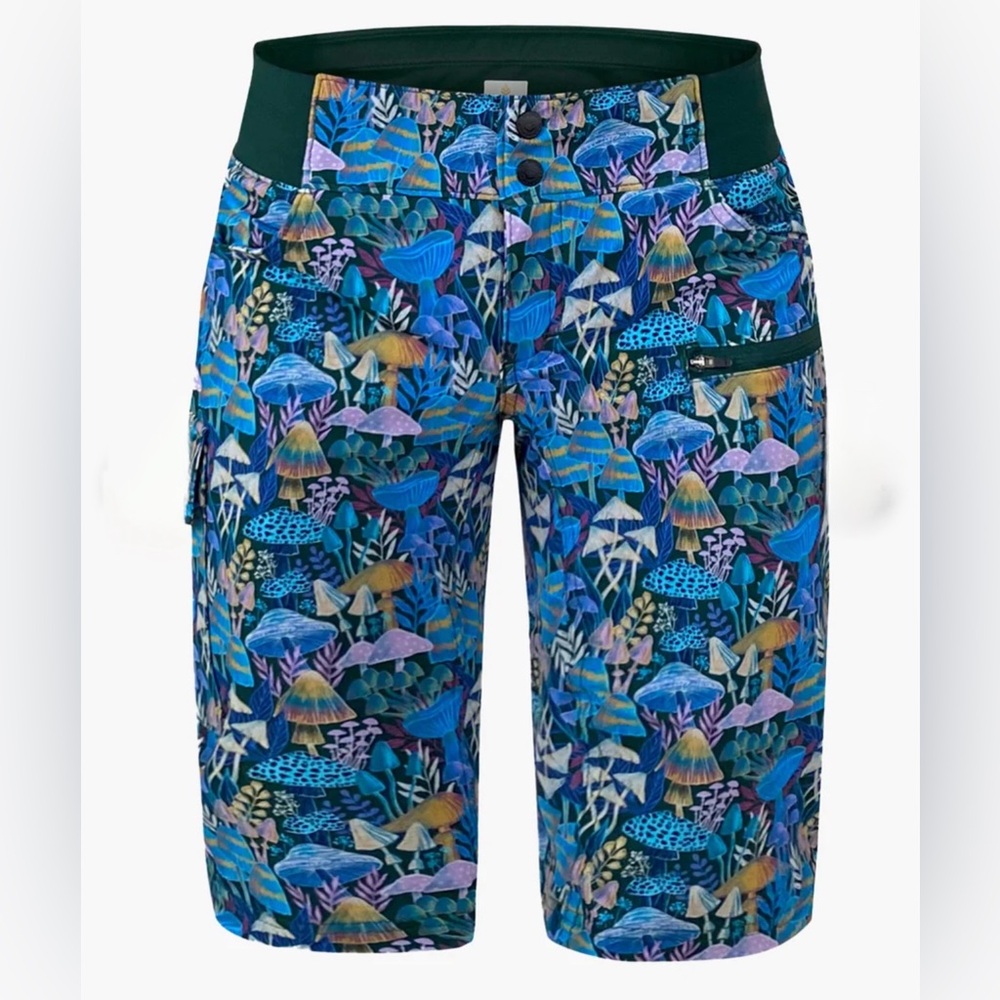 Green and Blue Bermuda Shorts with Playful Print